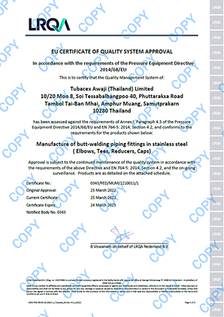 LRQA Register Tubacex Awaji stainless